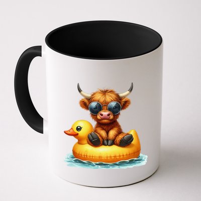 Cute Highland Cow Duck Pool Float Summer Vibes Swimming Mug