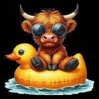 Cute Highland Cow Duck Pool Float Summer Vibes Swimming Mug