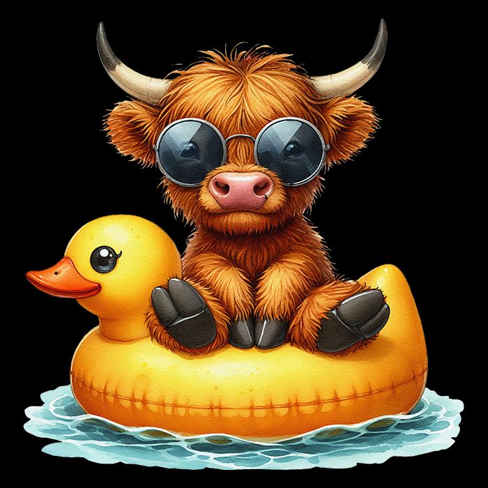 Cute Highland Cow Duck Pool Float Summer Vibes Swimming Mug