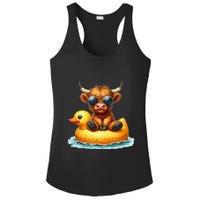 Cute Highland Cow Duck Pool Float Summer Vibes Swimming Ladies PosiCharge Competitor Racerback Tank