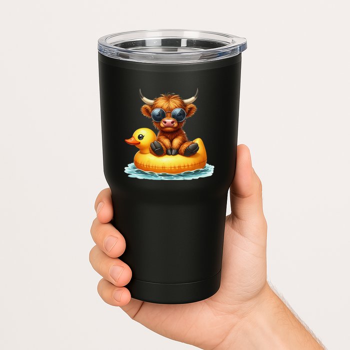 Cute Highland Cow Duck Pool Float Summer Vibes Swimming Tumbler