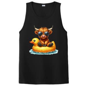 Cute Highland Cow Duck Pool Float Summer Vibes Swimming PosiCharge Competitor Tank