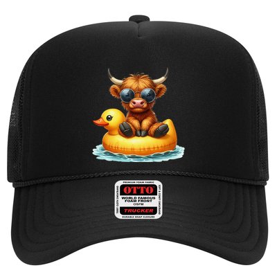 Cute Highland Cow Duck Pool Float Summer Vibes Swimming Trucker Hat