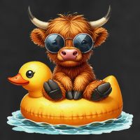 Cute Highland Cow Duck Pool Float Summer Vibes Swimming Trucker Hat