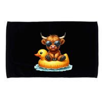 Cute Highland Cow Duck Pool Float Summer Vibes Swimming Microfiber Hand Towel