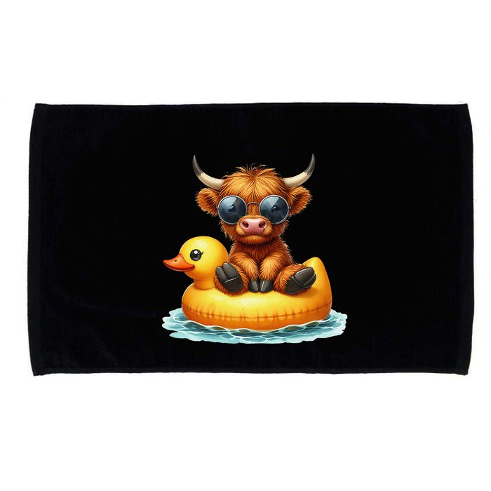 Cute Highland Cow Duck Pool Float Summer Vibes Swimming Microfiber Hand Towel