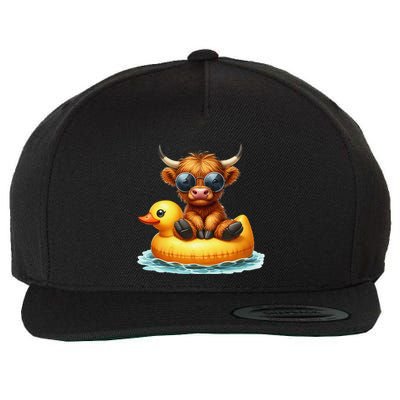 Cute Highland Cow Duck Pool Float Summer Vibes Swimming Wool Snapback Cap