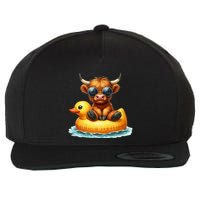 Cute Highland Cow Duck Pool Float Summer Vibes Swimming Wool Snapback Cap