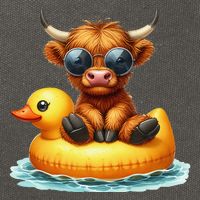 Cute Highland Cow Duck Pool Float Summer Vibes Swimming Cotton Canvas Backpack