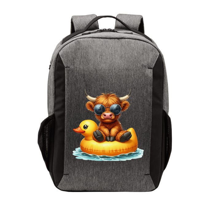 Cute Highland Cow Duck Pool Float Summer Vibes Swimming Vector Backpack