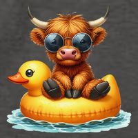 Cute Highland Cow Duck Pool Float Summer Vibes Swimming Vector Backpack
