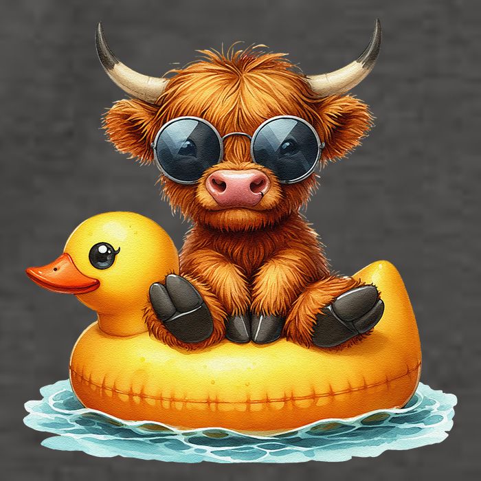 Cute Highland Cow Duck Pool Float Summer Vibes Swimming Vector Backpack