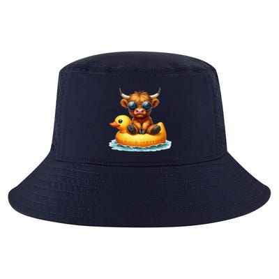 Cute Highland Cow Duck Pool Float Summer Vibes Swimming Cool Comfort Performance Bucket Hat