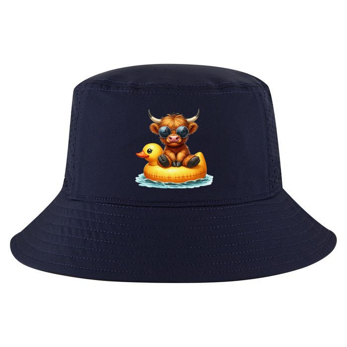 Cute Highland Cow Duck Pool Float Summer Vibes Swimming Cool Comfort Performance Bucket Hat