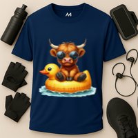 Cute Highland Cow Duck Pool Float Summer Vibes Swimming Performance Shirt