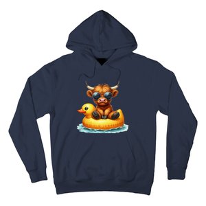 Cute Highland Cow Duck Pool Float Summer Vibes Swimming Hoodie