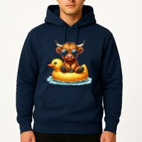 Cute Highland Cow Duck Pool Float Summer Vibes Swimming Hoodie