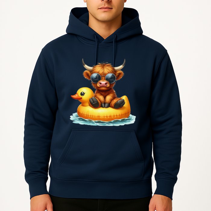 Cute Highland Cow Duck Pool Float Summer Vibes Swimming Hoodie