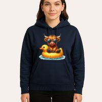 Cute Highland Cow Duck Pool Float Summer Vibes Swimming Hoodie