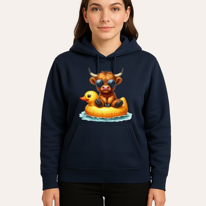 Cute Highland Cow Duck Pool Float Summer Vibes Swimming Hoodie