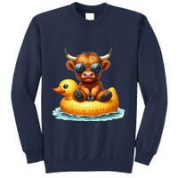 Cute Highland Cow Duck Pool Float Summer Vibes Swimming Sweatshirt