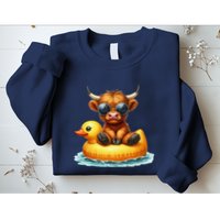 Cute Highland Cow Duck Pool Float Summer Vibes Swimming Sweatshirt