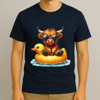 Cute Highland Cow Duck Pool Float Summer Vibes Swimming T-Shirt