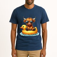 Cute Highland Cow Duck Pool Float Summer Vibes Swimming Tall T-Shirt