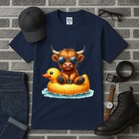 Cute Highland Cow Duck Pool Float Summer Vibes Swimming Tall T-Shirt