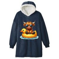 Cute Highland Cow Duck Pool Float Summer Vibes Swimming Hooded Wearable Blanket