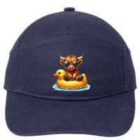 Cute Highland Cow Duck Pool Float Summer Vibes Swimming 7-Panel Snapback Hat