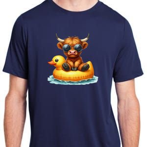 Cute Highland Cow Duck Pool Float Summer Vibes Swimming Adult ChromaSoft Performance T-Shirt