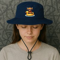 Cute Highland Cow Duck Pool Float Summer Vibes Swimming Bucket Hat