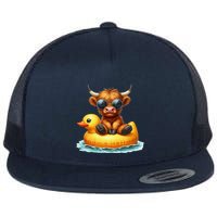 Cute Highland Cow Duck Pool Float Summer Vibes Swimming Flatbill Hat