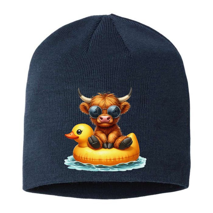 Cute Highland Cow Duck Pool Float Summer Vibes Swimming Sustainable Beanie