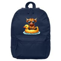 Cute Highland Cow Duck Pool Float Summer Vibes Swimming 16 in Basic Backpack