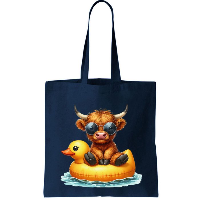 Cute Highland Cow Duck Pool Float Summer Vibes Swimming Bag