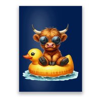 Cute Highland Cow Duck Pool Float Summer Vibes Swimming Poster