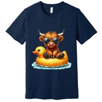 Cute Highland Cow Duck Pool Float Summer Vibes Swimming Premium T-Shirt
