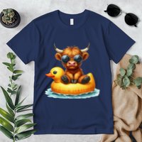 Cute Highland Cow Duck Pool Float Summer Vibes Swimming Premium T-Shirt