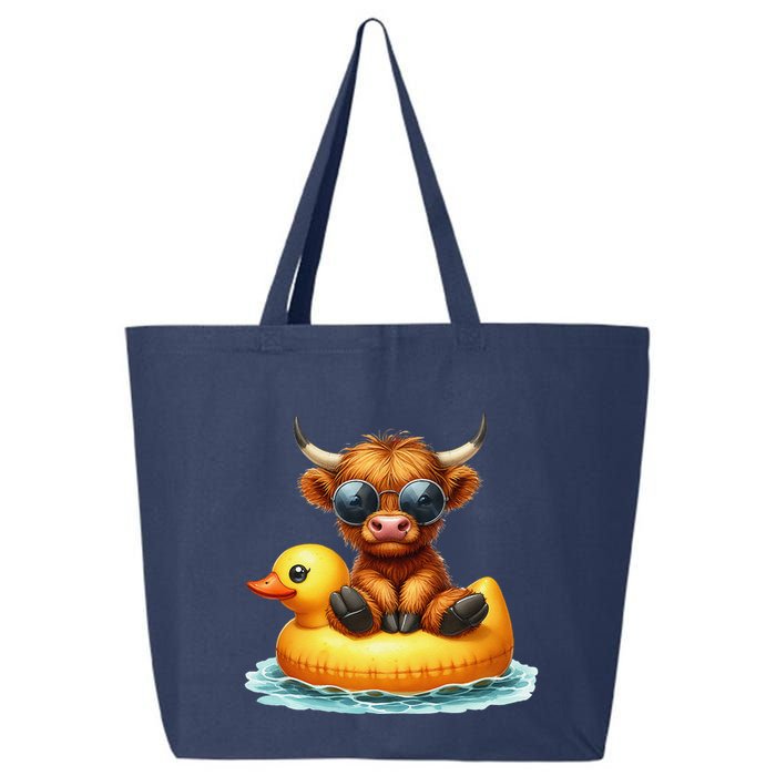Cute Highland Cow Duck Pool Float Summer Vibes Swimming 25L Jumbo Tote