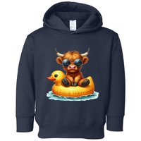 Cute Highland Cow Duck Pool Float Summer Vibes Swimming Toddler Hoodie
