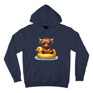 Cute Highland Cow Duck Pool Float Summer Vibes Swimming Tall Hoodie