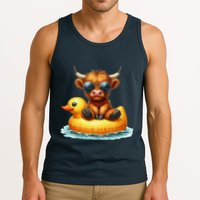 Cute Highland Cow Duck Pool Float Summer Vibes Swimming Tank Top