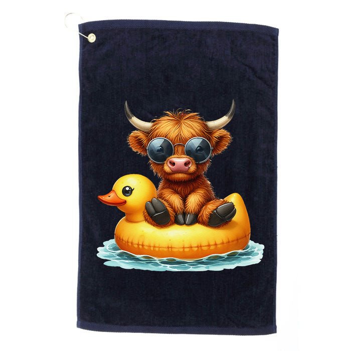 Cute Highland Cow Duck Pool Float Summer Vibes Swimming Golf Towel
