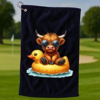 Cute Highland Cow Duck Pool Float Summer Vibes Swimming Golf Towel