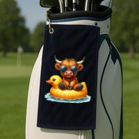Cute Highland Cow Duck Pool Float Summer Vibes Swimming Golf Towel