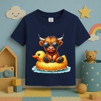 Cute Highland Cow Duck Pool Float Summer Vibes Swimming Toddler T-Shirt