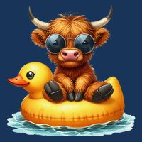 Cute Highland Cow Duck Pool Float Summer Vibes Swimming Visor