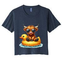 Cute Highland Cow Duck Pool Float Summer Vibes Swimming Crop Top